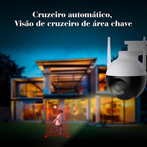 Câmera IP Sem Fio de Segurança Externa HD 4MP, Câmera de Visão Noturna Infravermelha WiFi, IP66 à Pr