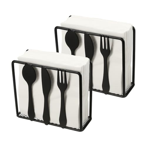 Support serviette carré en fer noir lot de 2 uxcell pour table