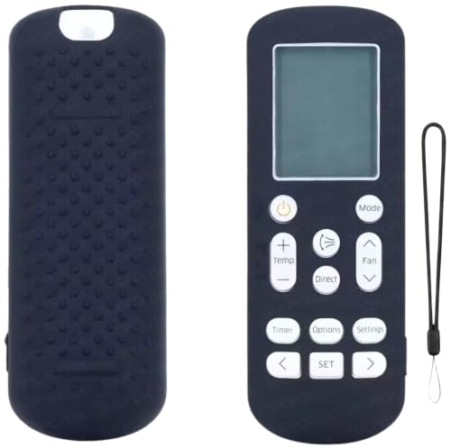 Image of SHOPOFLUX Silicone AC Remote Cover Compatible with Samsung AC Remote Full Wrap Protective Case with Lanyard [Remote NOT Included] (Black)