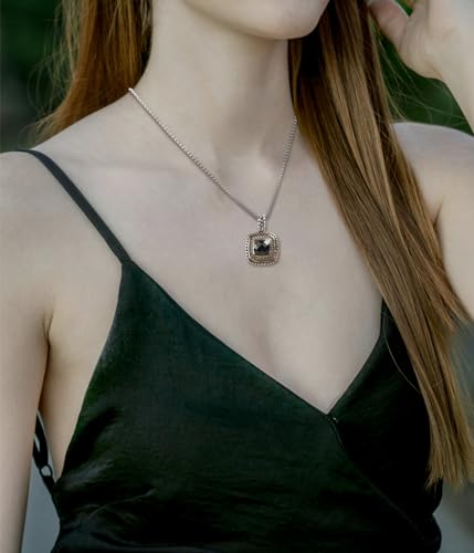 Designer Inspired 7MM CZ Pendant Necklace for Women 18K Gold Plated Two Tone Wheat Cable Necklaces2