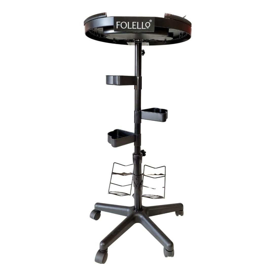 Professional Coloring Cart - Hair Extension Holder Trolley - Moveable & Adjustable Height Hairdressing Cart - Black Rolling Tray Kit for Hair Stylist, 80X110 CM, 5200GM-image-47