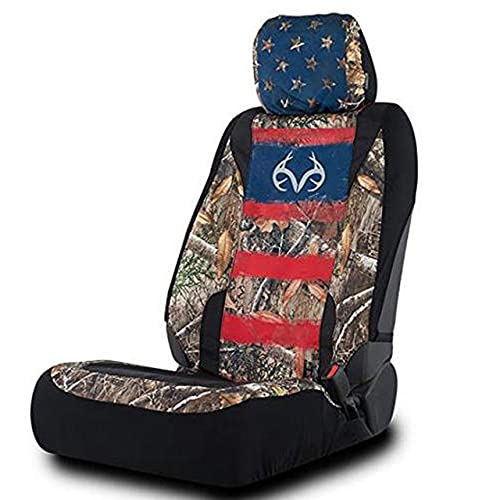 Realtree Camo Low Back Seat Cover | Edge/Americana Waterproof Seat Cover for Trucks, Cars and SUVs
