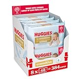 Huggies Extra Care Sensitive Baby Wipes - 8 Pack (384 Wipes) – Plastic Free Wet Wipes, 99% Water, Fragrance Free, Hypoallergenic, Extra Soft Texture with Soft Pillows