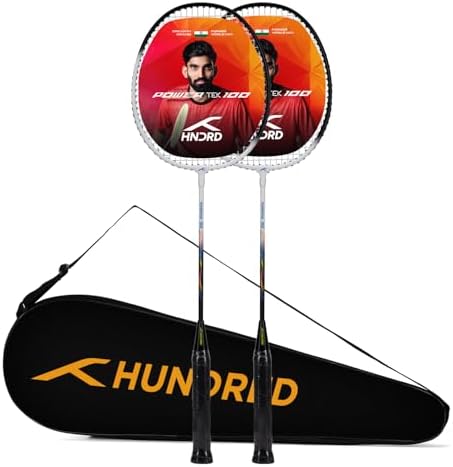Hundred POWERTEK 100 (Set of 2) Badminton Racket with Full Cover