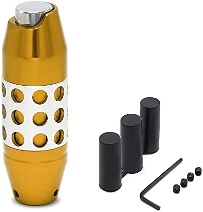 Amazing AUTO (Gold) Racing Style Automatic Universal Gear Shift Knobs Shifting with Push Button Shifter Lever Fit Compatible with Most Car Adapters Included
