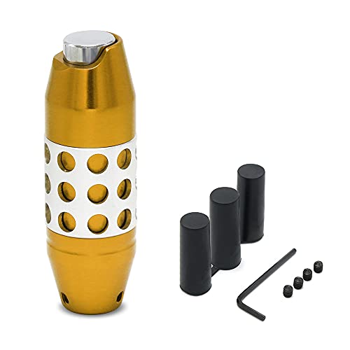 Amazing Auto (Gold) Racing Style Automatic Universal Gear Shift Knobs Shifting With Push Button Shifter Lever Fit Compatible With Most Car Adapters Included #TOP12