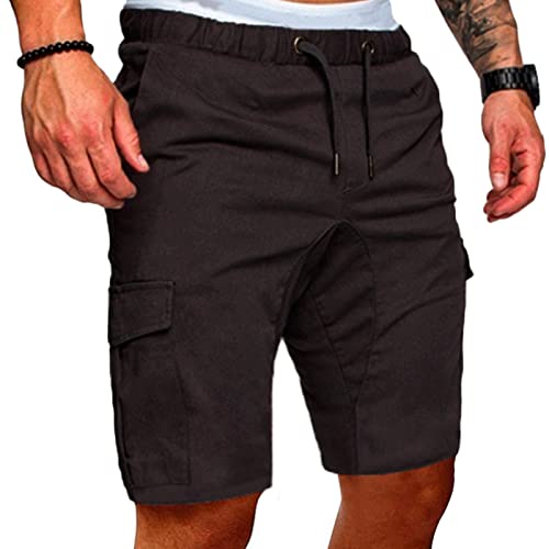 Men's Elastic Waist Multi Pockets Shorts Lightweight Military Cargo Short Pants Drawstring Relaxed Fit Army Short (Dark Grey 2,4X-Large)