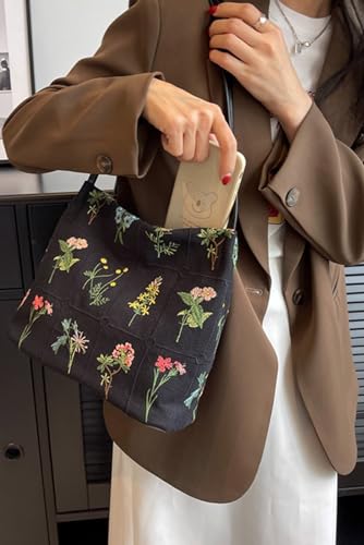 Womens Mini Tote Purse Bags Floral Embroidered Small Tote Bag Flower Graphic Cute Purse3