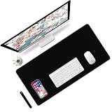 Aischens Office Mauspad, Gaming Mauspad, Schreibtischunterlage, Mousepad, Mauspad, Ultradünnes Mousepad nutzbar, rutschfeste wasserdichte Ledertischmatte für Büro und Zuhause - schwarz