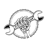 Wandaufkleber „Garage Motor Service Silhouette“, Reparaturwerkstatt, Wandaufkleber, Autoservice, Garage, Worte, Schild, Schraubenschlüssel, gekreuzter Motor-L-56x75cm-Black