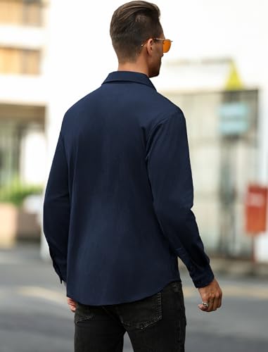 Image of ZAFUL Men's Faux Suede Button Down Shirts Jacket Lightweight Shirt Jacket Long Sleeve Work Coat Solid Color Overshirt
