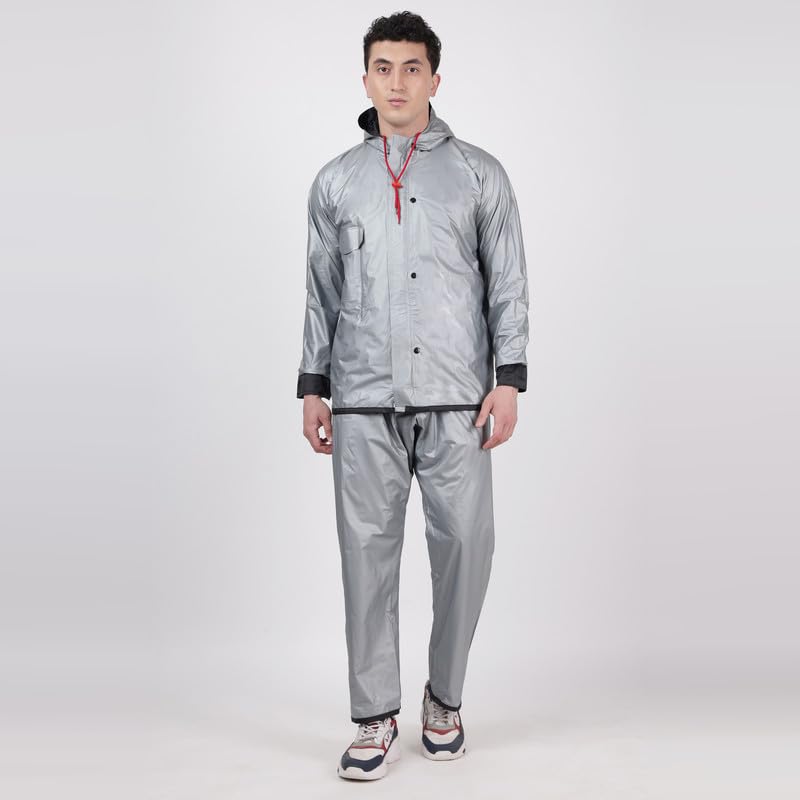 Image of Indian Terrain Men's Rain Coat with Pant and Pocket waterproof and heavy duty