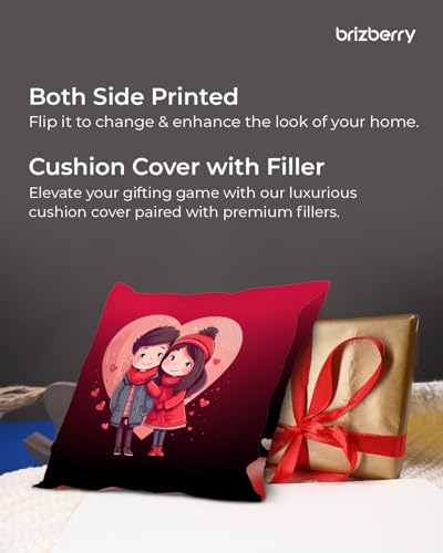 Image of Brizberry Pillow Cushion Gift for Valentine's Day Anniversary Engagement Birthday to Husband Hubby | Love Romantic Diwali Couple Gift with Cushion Filler (16 inch x 16 inch) (Design 31)