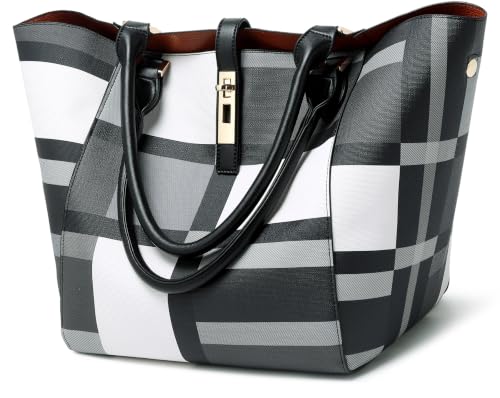 sqlp Large Work Tote Bag for Women Designer Purses and Handbags Big Bucket bags Womens Travel Shoulder Bag Black with White by sqlp - Used condition - US$39.13