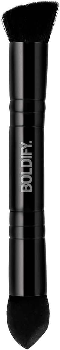 BOLDIFY Dual-Ended Hairline Powder Brush - Precision Makeup Brush Set with Sponge Tip for Seamless Blending - Ideal as a Concealer Brush, Hair Contour Brush, and Root Touch Up