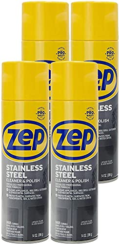 Zep Stainless Steel Cleaner and Polish 14 ounces (Case of 4) ZUSSTL14 - Protects Metal Surfaces from Fingerprints, Soil and Waterspots
