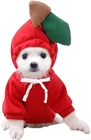 XIAOYU Apple Pet Clothes, Christmas Dog Fruit Hoodie, Fleece Sweater for Halloween Cosplay Party Costume Puppy Jumpsuit Cat Jacket Clothes, S