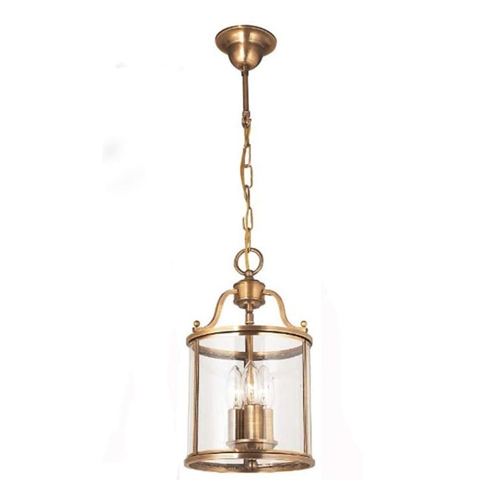 BLOOHK 3-Light Gold Brass Bird Cage Chandelier, Retro Glass Pendant Light