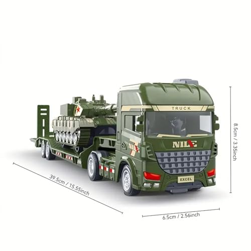 Image of Military Truck with Tank Set Toy for Kids, Manual Push Power and Lage Transport Educational Engineering Vehicles Playset for Children 3 to 6 Years (Pack o 1)