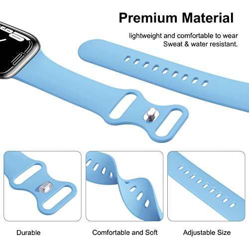 Image of (6 Pack) Sport Band Compatible with Apple Watch Bands 38mm 40mm 41mm 42mm 44mm 45mm 49mm, Soft Silicone Replacement iwatch Strap Bands Compatible for Apple Watch Ultra SE Series 8 7 6 5 4 3 2 1 Men
