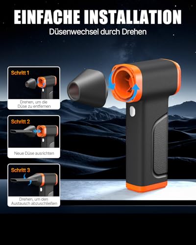 WOWDSGN Elektrischer Staubgebläse Kabellos - Gebläse Akku -130.000 U/min, 4 Geschwindigkeiten, Wiederaufladbar - Für Computer, Laptop, Auto & Haushalt