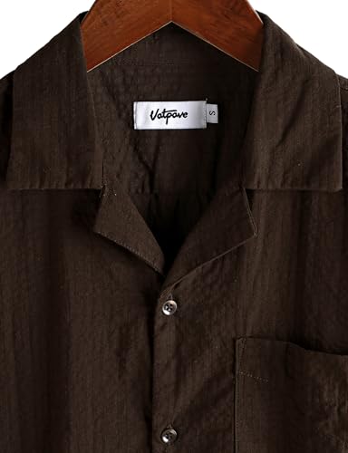 Image of VATPAVE Mens Striped Summer Shirt Casual Button Down Short Sleeve Beach Shirts Cotton Shirts for Men