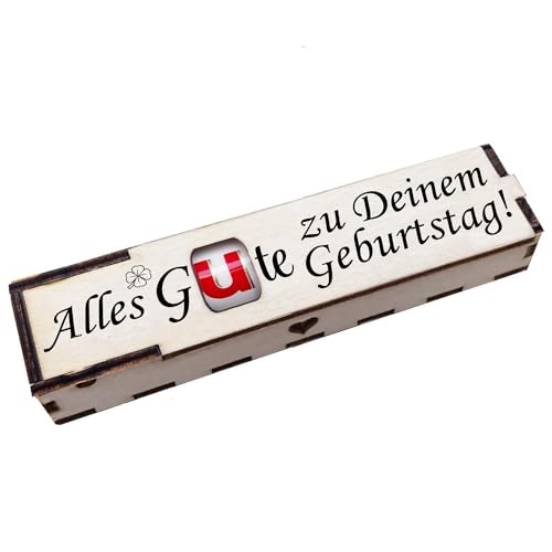 Duplo Holzbox mit Schokoriegel Geschenkbox mit Spruch Gravur Schokolade Mitbringsel Geschenkidee (Alles Gute zu Deinem Geburtstag)
