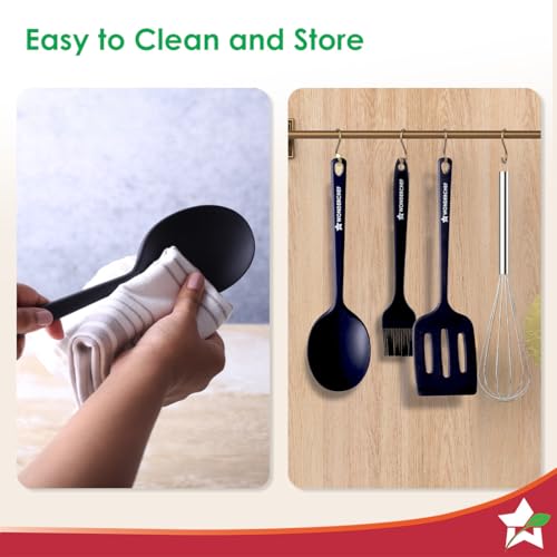 Image of Waterstone Silicon Spoon | Stainless Steel Core | Food Grade Silicone | Ideal Depth | Use for Cooking and Serving Gravies, Dals, etc. | Non-Stick, Flexible, Heat Resistant, Stylish Design