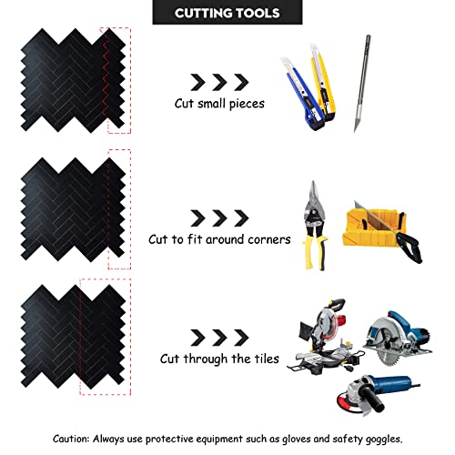 Homeart Black Peel And Stick Backsplash Herringbone Tile, Aluminum Kitchen Backsplash Adhesive Chevron Peel And Stick Wall Tiles For Bathroom (6 Sheets) #TOP5