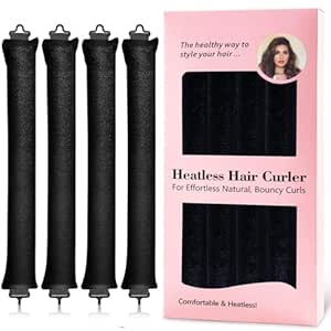 AHYBZN 4PCS Heatless Curling Rods With Satin Silk Head Hair Scarf - No Heat Hair Rollers For All - View #12