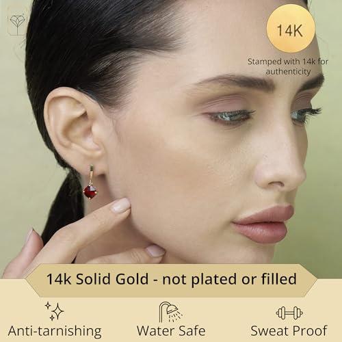 14k White or Yellow Gold Solitaire Cushion Cut Gemstone Drop Dangle Earrings for Women 8mm Birthstone with Push Backs by MAX + STONE2