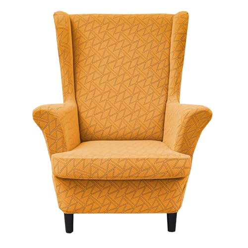 Tufkiss Funda De SillóN De Orejas EláStica para Fundas para Sillones Orejeros 2 Piezas con Funda De CojíN, Funda De Sofá Relax para Dormitorio, SalóN(Orange)