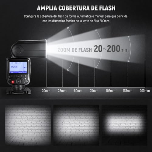 NEEWER NW700-N TTL Flash Speedlite Compatible con Nikon DSLR Cámaras, Sync Alta Velocidad 1/8000s, Salida 1/1-1/256, Función TCM, Flash Potencia Total 230, Reciclaje Rápido 0.1-2.7s,Pila No Incluida - imagen 5