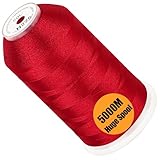 New brothread - Single Huge Spool 5000M Each Polyester Embroidery Machine Thread 40WT for Commercial and Domestic Machines - RED (Janome Color)