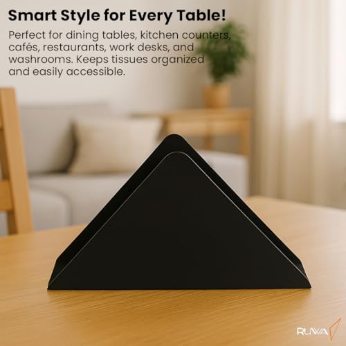 Image of RUWA Napkin Holder for Dining Table - Tissue Paper Stand for Kitchen, Table, Home Decor, Office, Restaurant, Tissue Dispenser Organizer for Dinner Tables, Kitchen, Bathroom | Pyramid | Set of 2