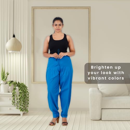Image of Happy Bunny Salwar Pant - Modern Style Pure Cotton for Women - Ethnic Semi Patiala Trouser - Office,Home - All Day Comfort Wear with Drawstring