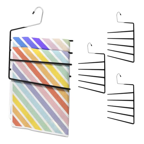 4 Pcs 5 Tier Open Ended Garden Flag Hangers, Nonslip Garden Flag Holder, Heavy Duty Multi Layers, Space Saving Pant Hanger for Jean Trouser Pant, Black