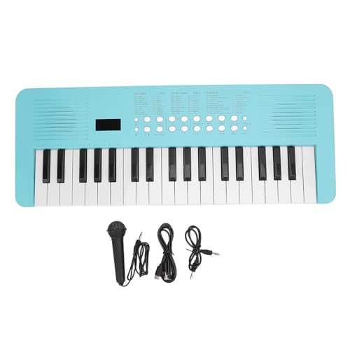 Generic キッズピアノキーボード 37鍵 ポータブル電子キーボードピアノ マイク付き 200トーン&200リズム 早期学習音楽教育楽器玩具 初心者向け 女の子 男の子 (青)