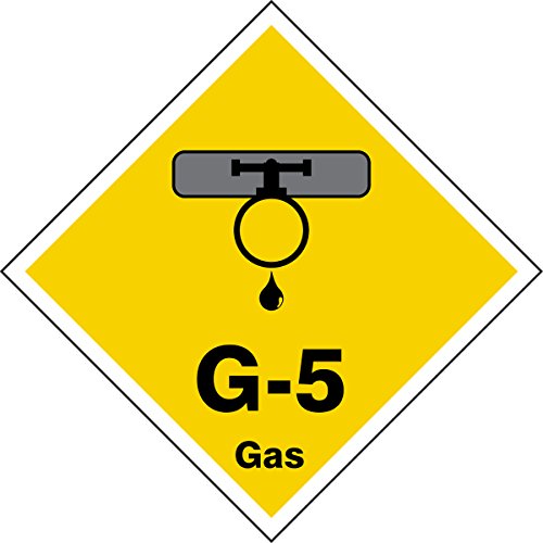 Étiquette G-5 Gas autocollante 63x63 mm signalisation gaz jaune et gris