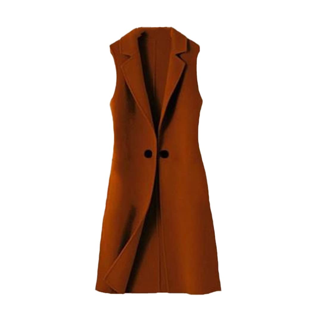 Chaleco de lana coreano para mujer en color caramelo talle grande 4XL 7