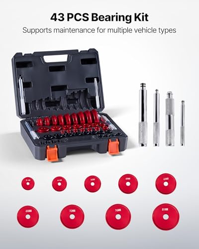 Image of VEVOR Bearing Press Kit, 43 Pcs, Bearing Race and Seal Driver Set with 39 Bushings & Handle Shafts, Bushing Driver Tool Set, Heavy Duty Aluminum Alloy Removal Installation Tool Kit with Storage Case