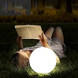 🔵 【SEGURO E IMPERMEABLE】 Bola LED impermeable IP65 (PROBADA) con carcasa de PE duradera, luz de bola LED de varios colores que tiene batería recargable incorporada, adaptador de CA alimentado.