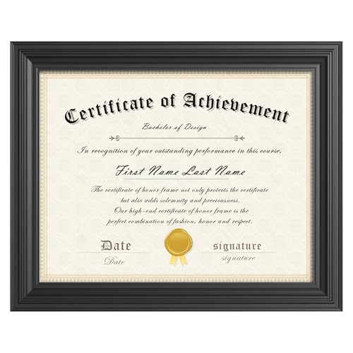 Abtgt Certificate Frame, 8.5 by 11 Diploma Frames, With Real Glass, Black