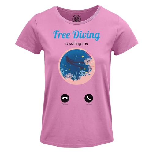 T-Shirt Col Rond Free Diving is Calling Me pour Femme Passionnée