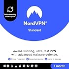 NordVPN Standard, 10 Devices, 1-Month, VPN & Cybersecurity [Amazon Subscription]