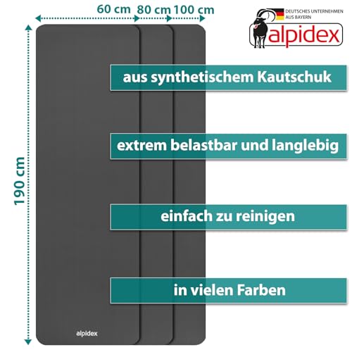 ALPIDEX Yogamatte Extra Dick 1,5 cm Gymnastikmatte 3 Größen E-Book rutschfest Phthalatfrei Fitness Matte Turnen Pilates Sport Physio HIIT Yoga Trainingsmatte Isomatte, Anthracite, 190 x 80 x 1.5 cm