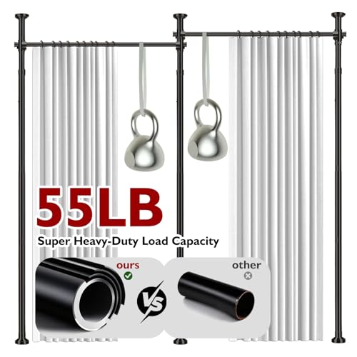Image of Room Divider Curtain Set-No Drilling Curtain Rod Set, Privacy Curtains for Room Divider, Divider for Room Separation for Apartments White-100 W x 96 inch L(Pack of 2)