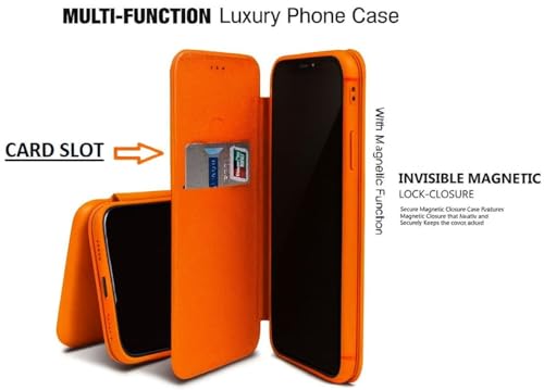 Image of WHITBULL Royal Leather Magnetic Flip case for iPhone 17 Pro Max Orange