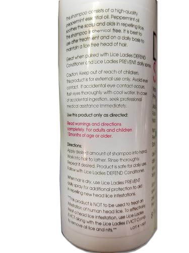 Lice Ladies Defend Shampoo – Daily Shampoo Treatment, Non-Toxic, Homeopathic Formulation, Natural Treatment Shampoo, Hypoallergenic – 8 OZ Bottle