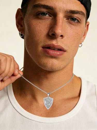 Image of U7 Saint Michael Necklace for Men,Stainless Steel /18K Gold Plated St Michael Archangel /Saint Benedict /Saint Christopher Pendant Amulet Necklace for Men Women